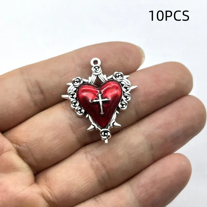 10/12PCS Retro Dark Style Personalized Thorn Rose Cross Pendant DIY Accessories Quick Pick Grocers
